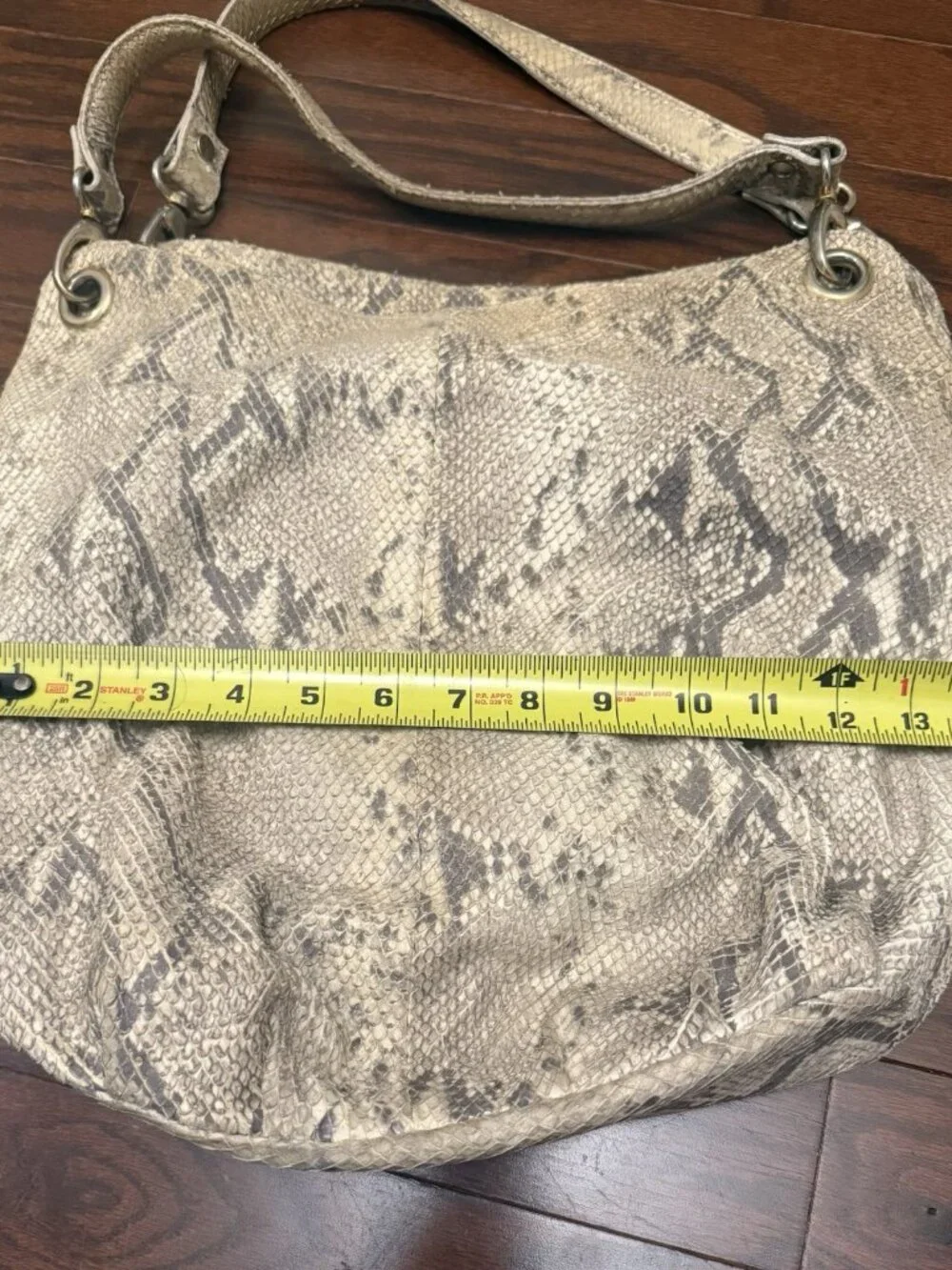 Maurizio Taiuti Textured Snake Skin Pattern Nubuck Leather Hobo NWOT